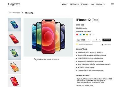 iPhone 12 e-commerce website