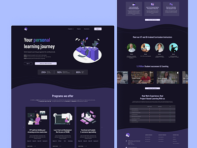 Landing page for Education website