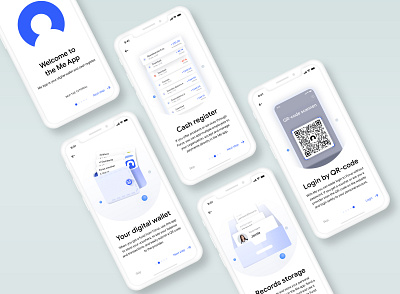 Onboarding Screens blue cash register dailyui design design trends designinspiration dribbble best shot finance fintech illustraion ios login mobile onboarding onboarding ui qr qrcode ui uitrends uiux