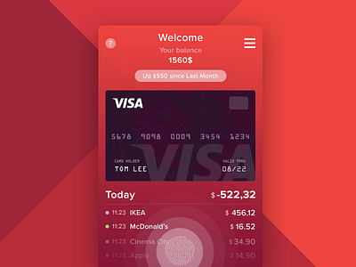 Personal banking app app application bank bank app banking clean creditcard design flat money ui ux ux design visa wallet