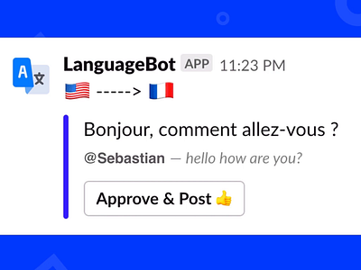 LanguageBot - Language Translation in Slack after effects app app branding bot branding chat code design graphics logo machine learning motion motion animation mp4 slack ui user inteface ux ux ui