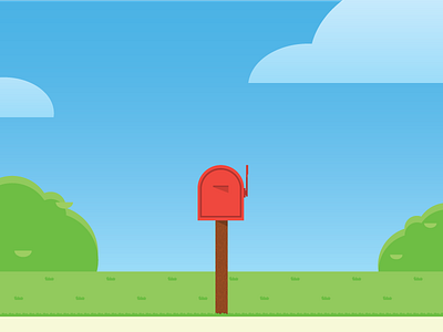You've Got Mail bush church clean clouds gradient illustration lawn mailbox series design simple vector