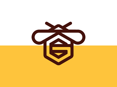 Bee cool please b bee branding g hive honey honeycomb identity logo mark shield trademark