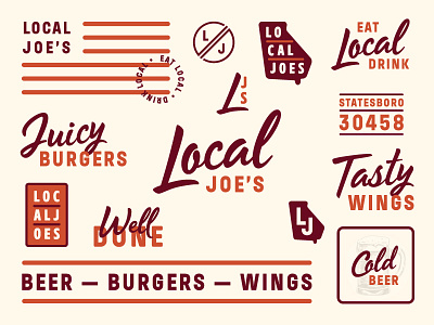 All the things beer branding burger grill hops identity local joes restaurant typography wings
