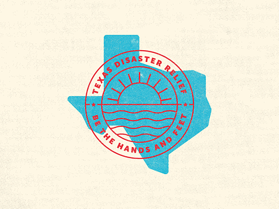 Pray and Do badge badge design flood halftone relief sun texas water