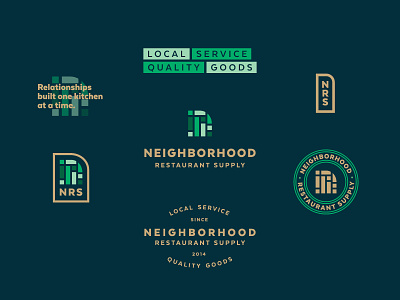 Neighborhood Restaurant Supply badge blocks branding icon logo n neighborhood restaurant supply thick lines