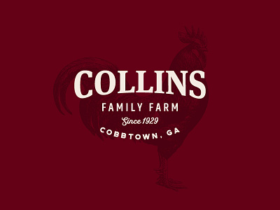 Collins Family Farm, Pt. 1 badge brand identity branding farm lockup logo rooster script thick lines type type pairing typography