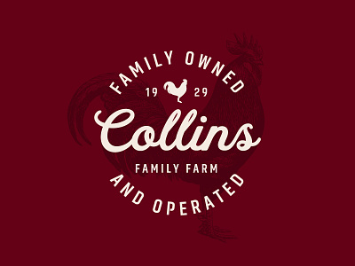 Collins Family Farm, Pt. 2 badge brand identity branding farm lockup logo rooster script thick lines type type pairing typography