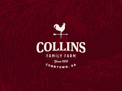 Collins Family Farm, Pt. 3 badge brand identity branding egg farm logo patch rooster thick lines type typography weather vane