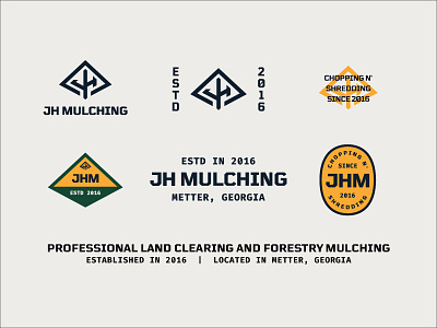 Chopping N' Shredding badge brand branding forestry h j logo mark patch thick lines tree typography