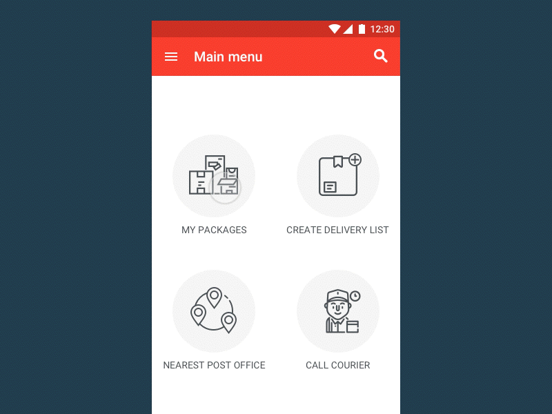 Delivery App Concept animation app business delivery gif interaction material motion parcel service ui ux