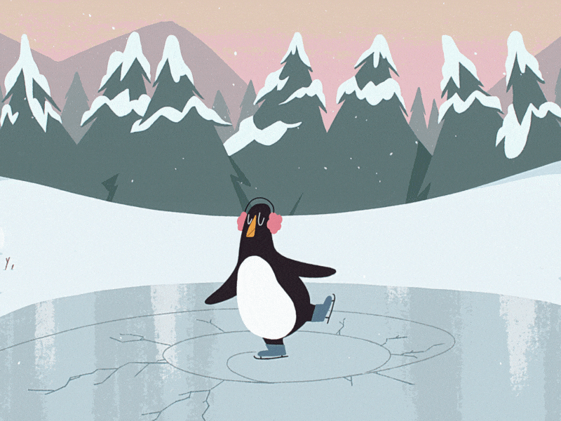 Skating Penguin - CBS Holiday Greetings animation breakdown cel celanimation framebyframe penguin