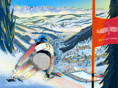 Xfinity Birds of Prey downhill racing illustration ipadpro poster poster design procrete ski racing skiing