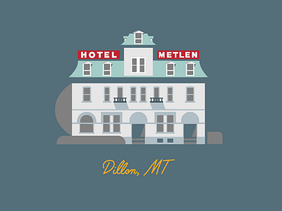 Hotel Metlen branding dillon hotel hotels illustration logo metlen montana postcard