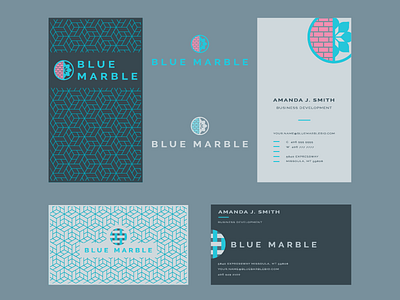 Blue Marble - Rejected blue marble branding business card flowers logo marketing