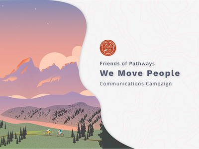 Friends of Pathways branding campaign color design gradient illustration map tetons topo