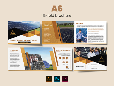 A6 landscape bi-fold brochure design adobe indesign branding brochure design design graphic design illustration logo ui ux vector