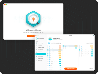 Security, Cleaning and Performance app for Mac app design ui ux