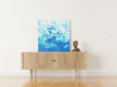 Console table with blue waves on it 3d blender blender3d interior design photorealistic render table