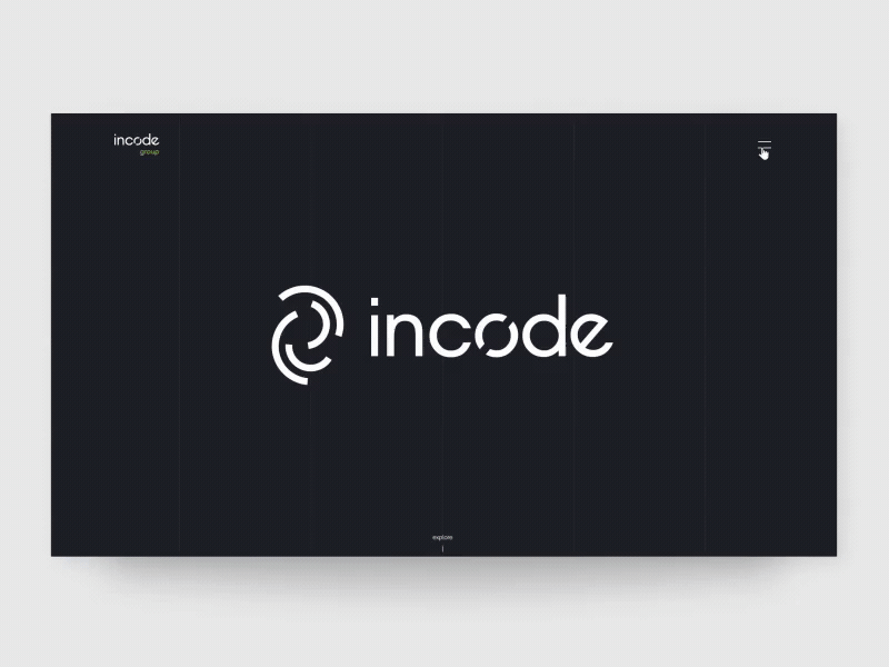 Incode Group animation code company dark design illustration landing site ui ux web