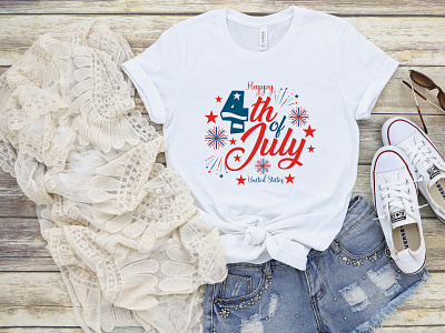 Happy 4th of July United States | 4th July T-Shirt Design america american american flag apparel dude flag fourth freedom graphic independence independent liberty patriotic print shirt star tshirt design us