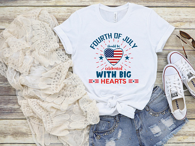 The Fourth of July Should be Celebrated with big Hearts |T-Shirt america american american flag apparel dude flag fourth freedom graphic independence independent liberty patriotic print shirt star tshirt design us