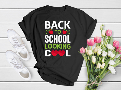 Back To School Looking Cool | Back To School T-Shirt Design apparel back to school class colourful cool elementary graphic kid kindergarten pen preschool school shirt sticker student study t shirt t shirt teacher welcome