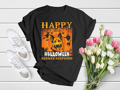 Happy Halloween German Shepherd (Halloween T-Shirt Design)