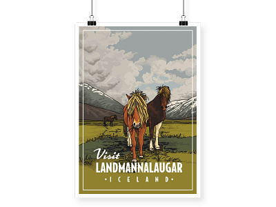 Iceland Vintage Travel Poster