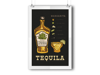 Tequila Margarita Wall Poster design graphic design illustration typography