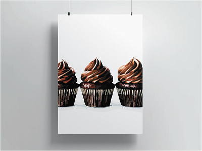 Chocolate Cupcake Poster Print design graphic design illustration vector