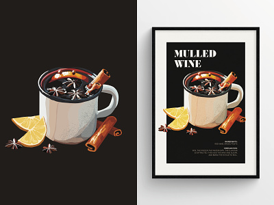 Mulled Wine Cocktail Art Print design graphic design illustration typography vector
