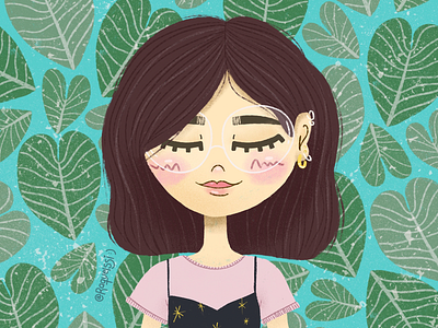Self-Portrait art cute design digital digital art girl illustration plants procreate procreate app self portrait woman