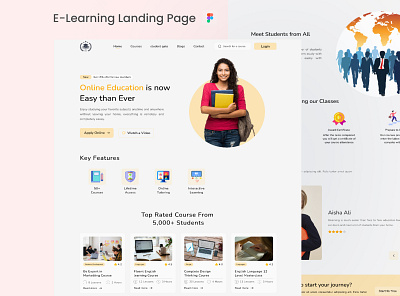 E-Learning Landing Page adobe xd design e learning figma graphic design landing page online ui design ux design