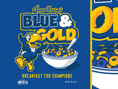 Sandburg's Blue And Gold Breakfast blue breakfast cartoon cereal eagle gold illustration illustrator school tshirt