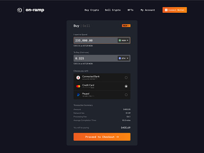 Crypto On-ramp buy crypto crypto design on ramp ui ux