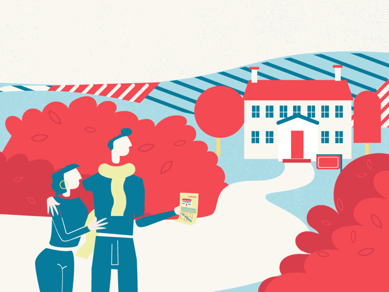 The Couple after effects animation couple estate agency for sale gif house illustration illustrator landscape tricolour