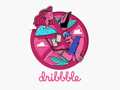Dribbble Logo art branding character design flat hello hellodribbble illustration logo ui ux vector