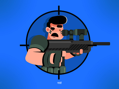 sniper 2d animation app art blue branding character design flat illustration logo ui ux vector