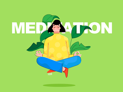 Meditate 2d 3d app branding character color design flat icon illustration meditate ui ux vector web