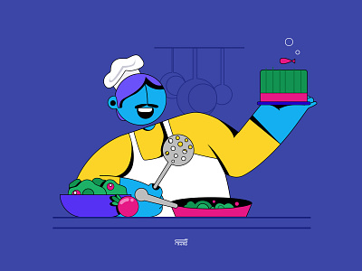 Fresh Food 2d 3d app character color cook design flat illustration logo ui ux website