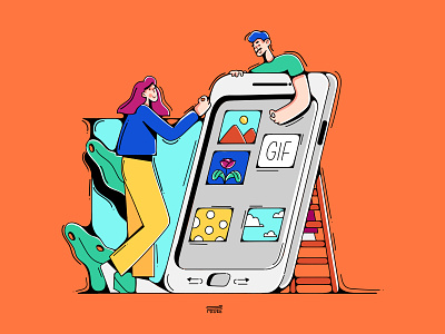 Choose the background of the phone yourself 2d 3d app application background branding character color design flat gif illustration ui ux vector web