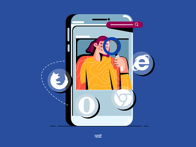 Searching on the web 2020 2d app app design application branding character color design flat illustration searching ui ux vector web
