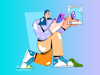 Huawei Collection No 2 2d app app design application branding character color flat huawei illustration photography ui ux vector
