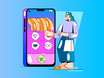 Huawei Collection No 3 2d app branding character color flat huawei illustration online shop online shopping ui ux vector web