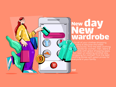 New day, new wardrobe 2020 2d app app design application branding buying character color design flat illustration online shop online store stayhome ui ux vector web