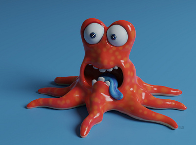 3D Octopus 3d blender blender3d blender3dart branding character characterdesign color design illustration ui ux web