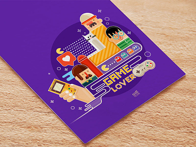 Game Lover character color flat vector