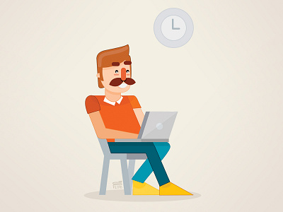 Time Tracking character color flat vector