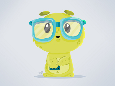 Green Monster character color flat illustration vector